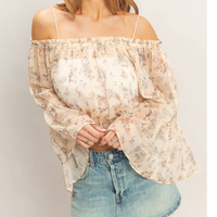 Boho Floral Off The Shoulder Top in Yellow