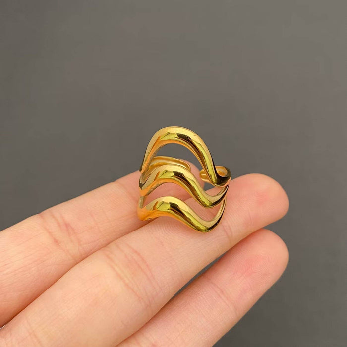Multi Style 18K Gold Plated S.Steel Geometric Ring - FGS: C