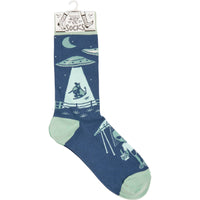 Cow Alien Abduction Socks