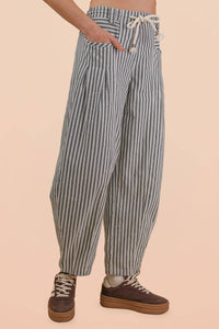 Junie Navy Striped Barrel Denim Pants