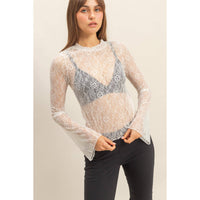 Lace Mock neck Top + Ivory