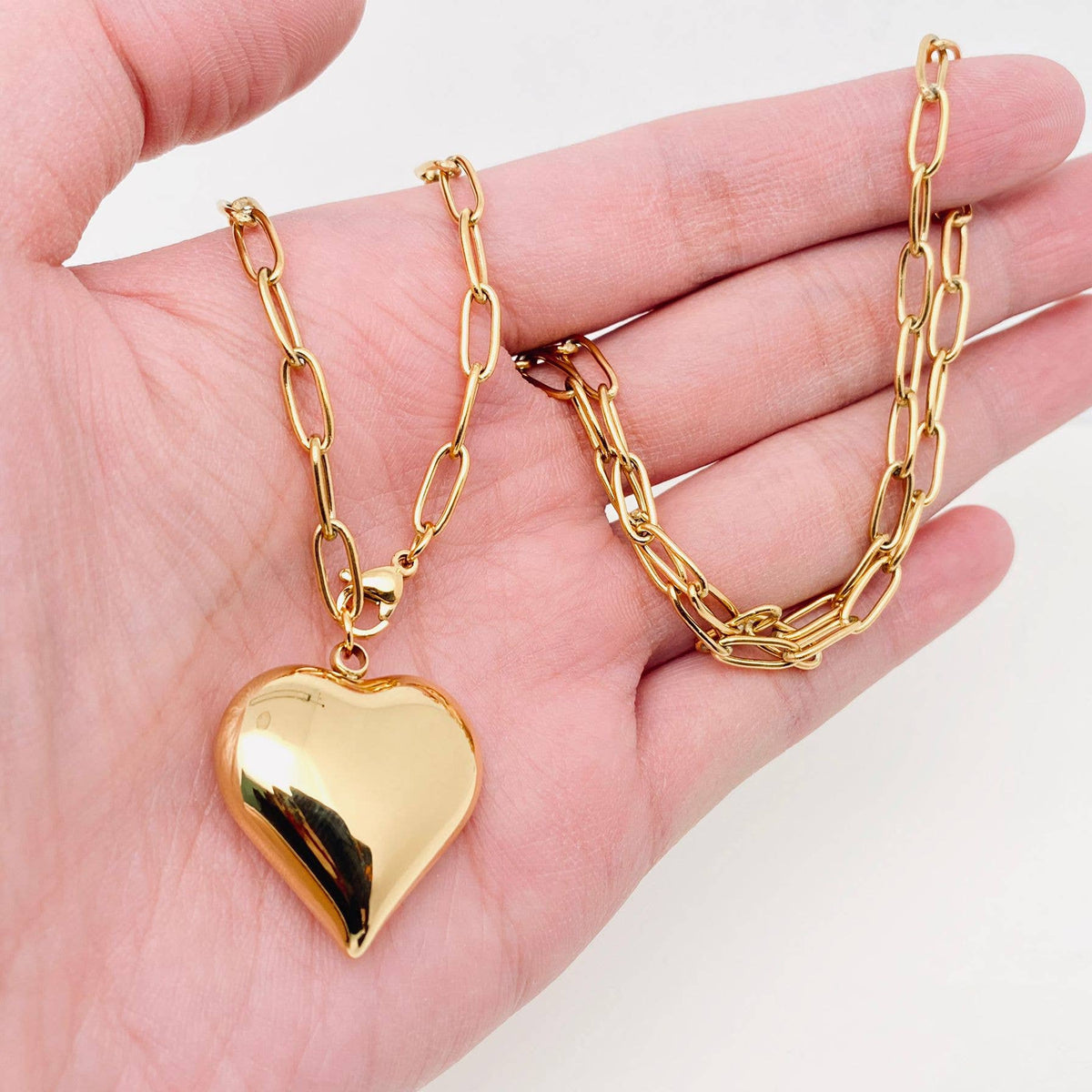 18K Gold Plated Paper Clip Heart Necklace
