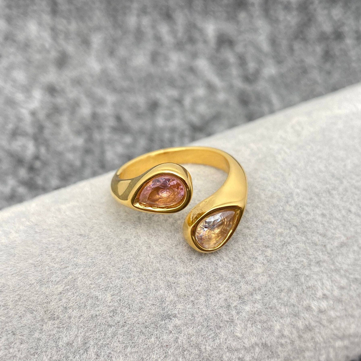 Pink Zircon 18K Gold-plated Stainless Steel Ring