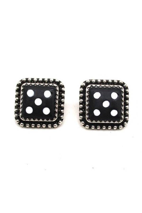 DICE POST EARRINGS: Red