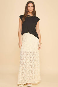Lana Lace Maxi Skirt in Beige
