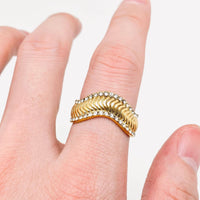 CZ 18K Gold Plated Wave Ring