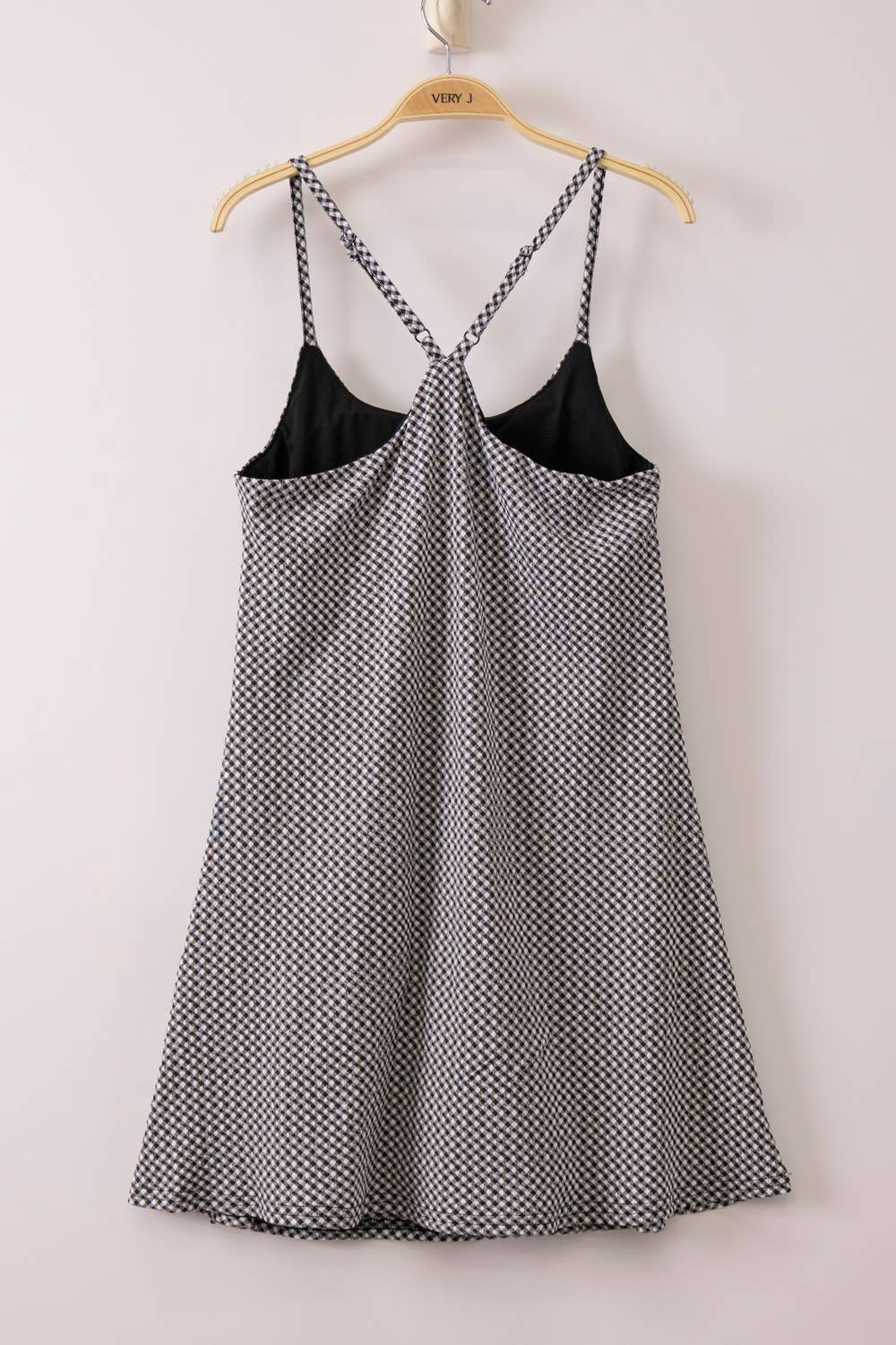 Ava Checkered Knit Active Tennis Dress Black
