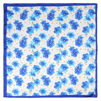 Blue Floral Silk Finish Bandana Scarf