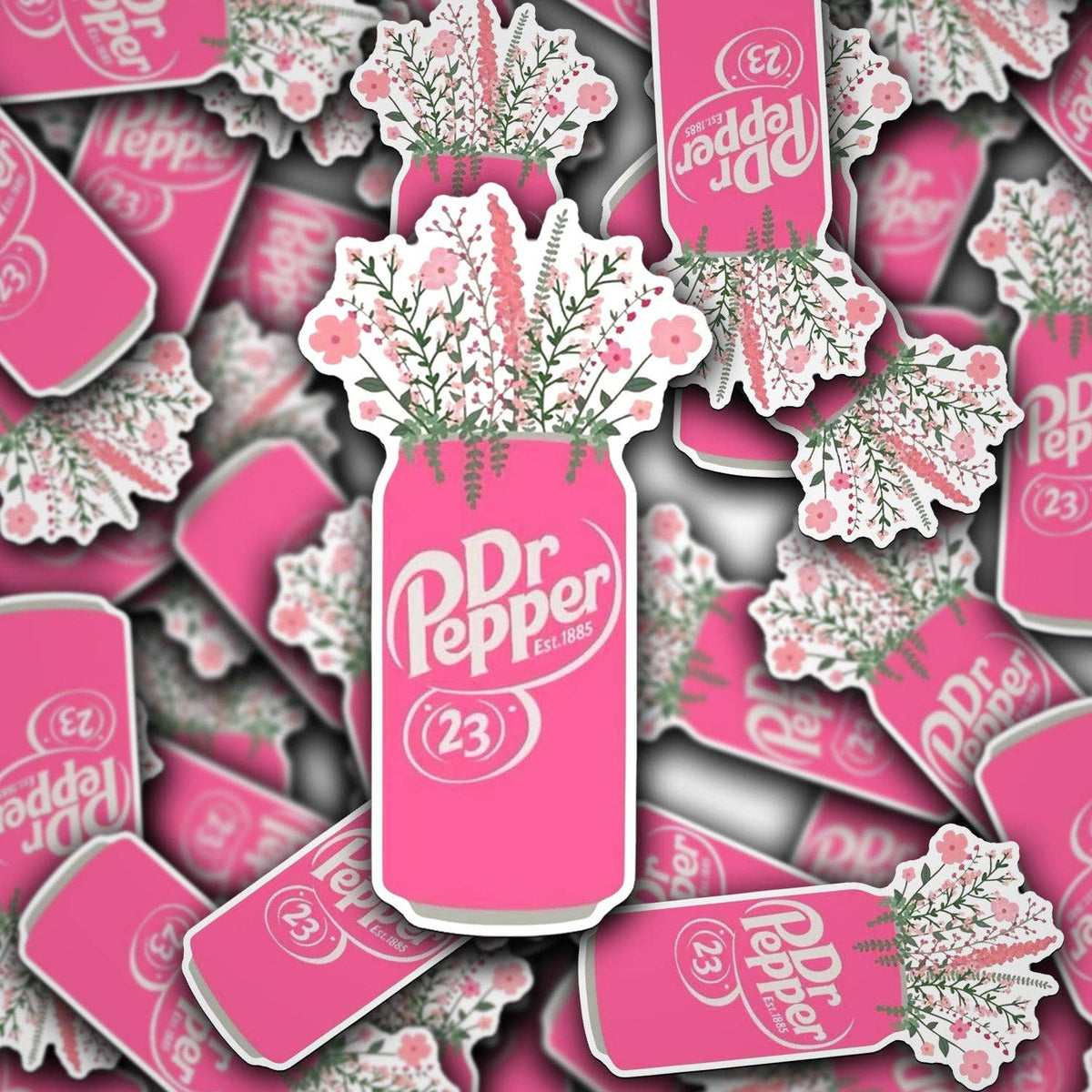 Pink Floral DP Can Vase Sticker