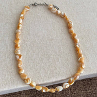 Brown Iridescent Mother-of-Pearl Shell Nugget Necklace