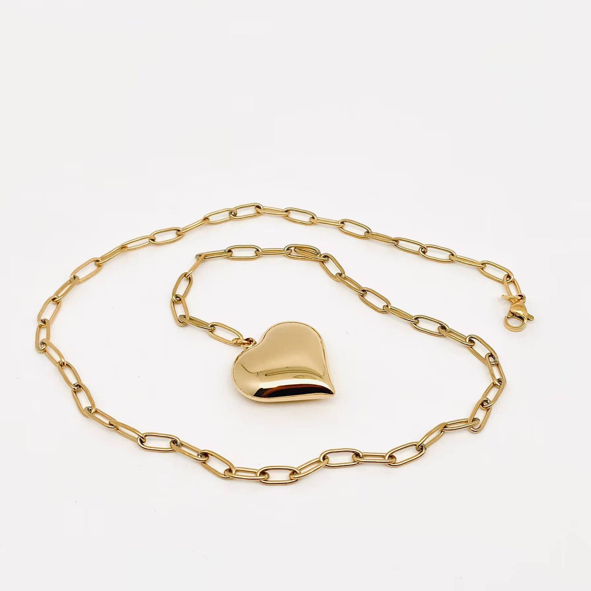 18K Gold Plated Paper Clip Heart Necklace