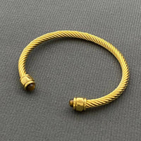 Inlaid Stone 18K GP Spiral Cuff + Tigers Eye
